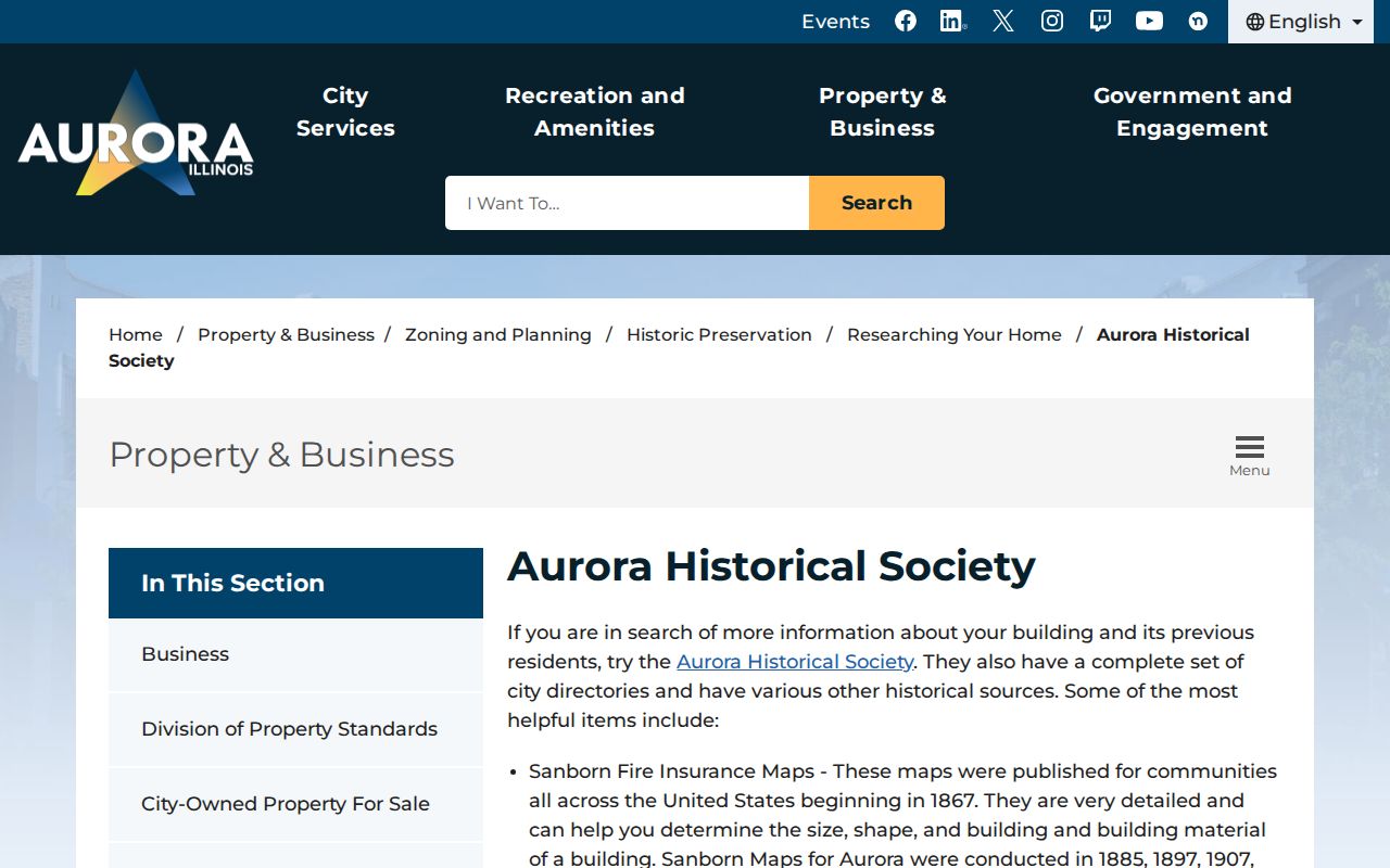 City of Aurora summary of Aurora Historical Society directory holdings