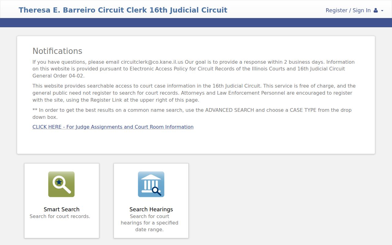 Kane Circuit Clerk case search for Aurora-area court records